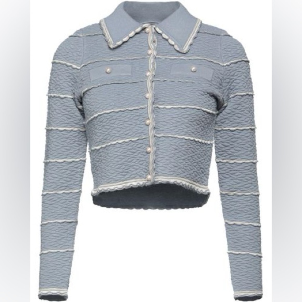 SOLD BNWT Sandro Infinity Cropped Cardigan Blue XS MSRP $295 - Picture 5 of 15